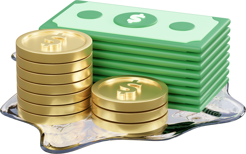 liquid money 3d illustration